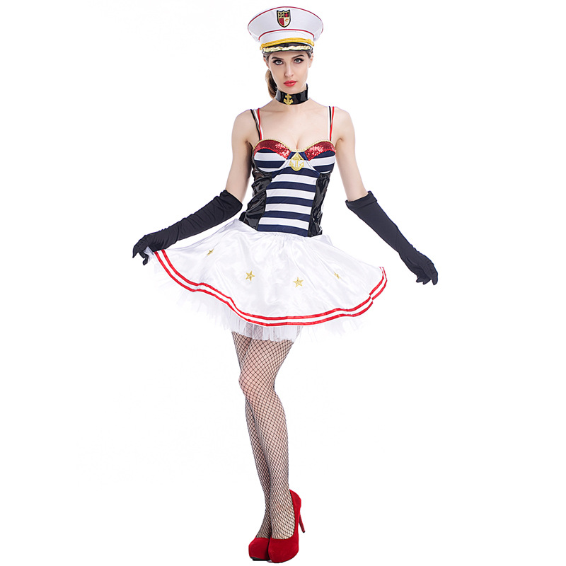 Us 1452 Navy Uniform Temptation Navy Dress Cosplay Show Costumes Night Theater Clothes Ocean 5763